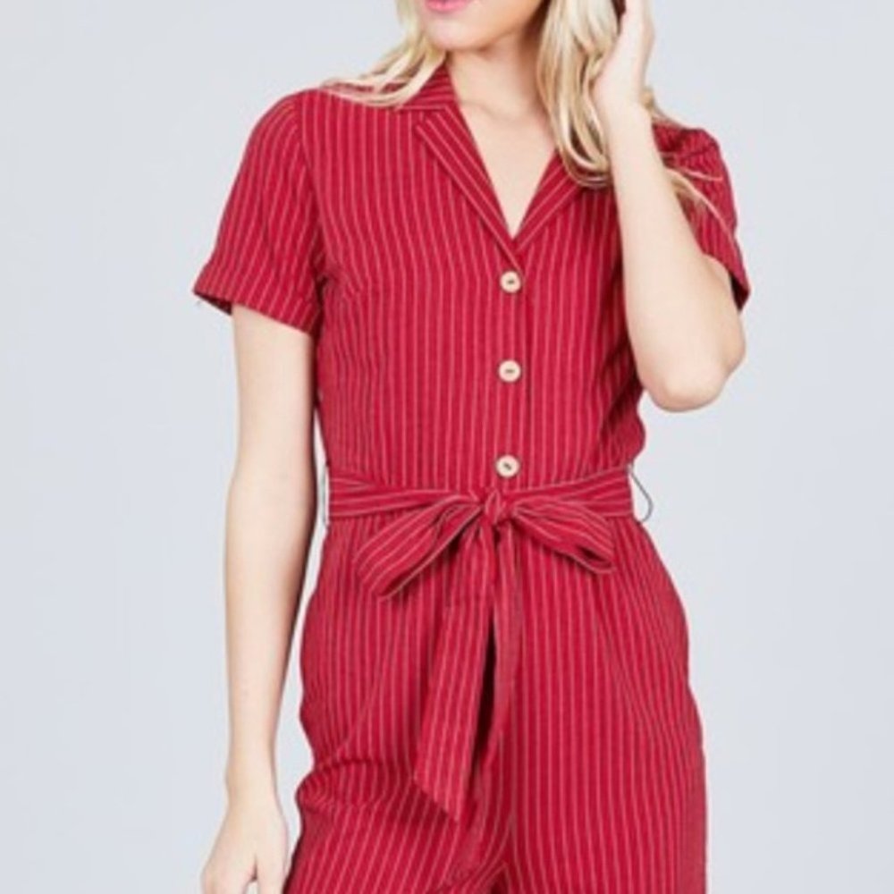 BURGUNDY JUMPSUIT - Picture 2 of 2